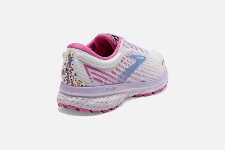 Ghost 13 Road Brooks Running Shoes NZ Womens - White/Pink/Blue - GBXVMQ-370